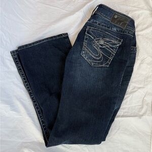 Silver Suki Surplus Bootcut Jeans Medium Wash Blue Flap Pocket Size 27x30